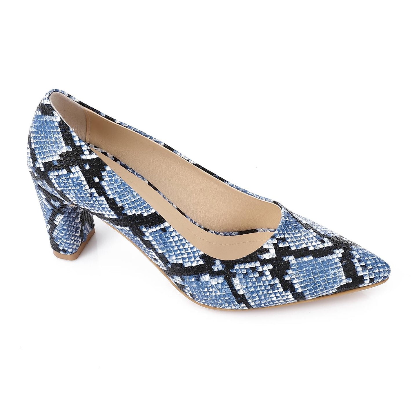 Faux Leather High Heel Mule Sandals - Blue