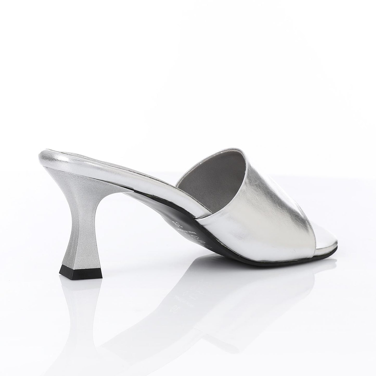 Faux Leather High Heel Mule Sandals - Silver