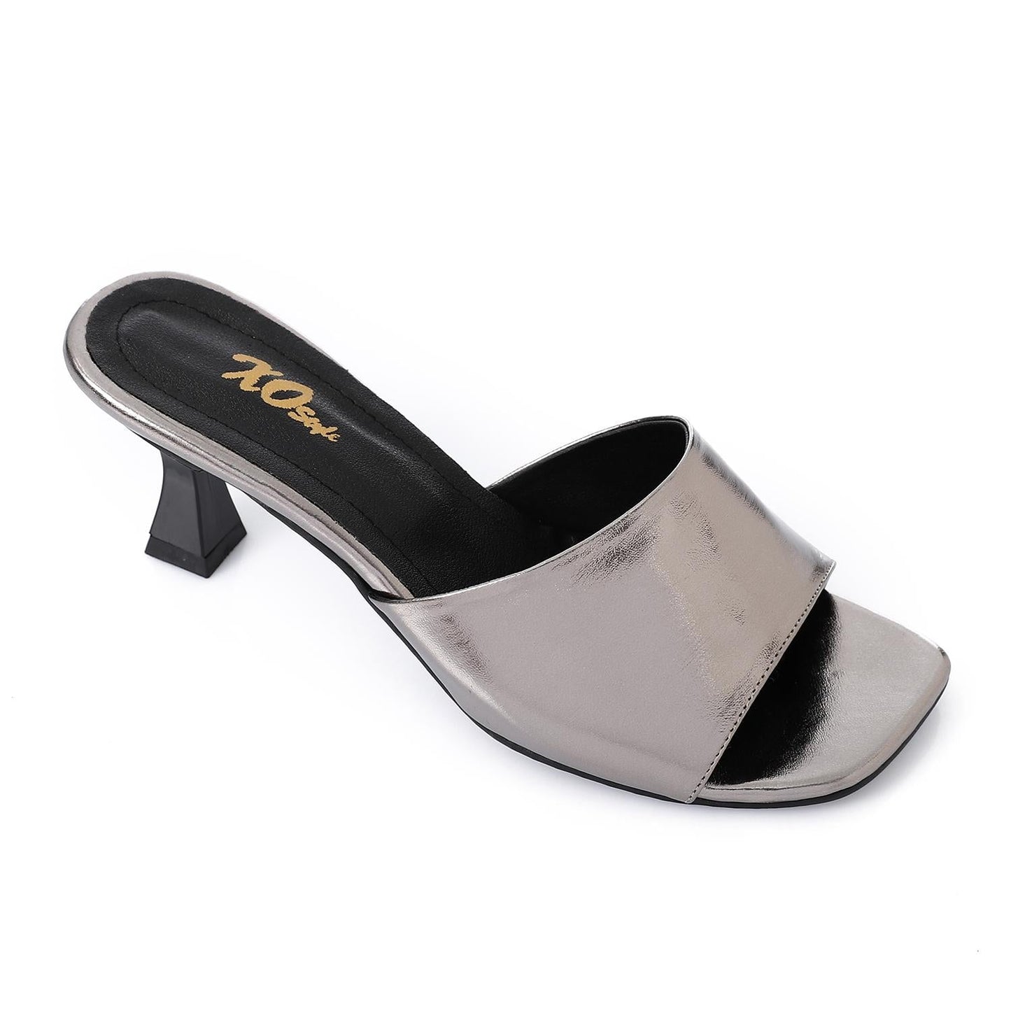 Faux Leather High Heel Mule Sandals - Smoky Grey