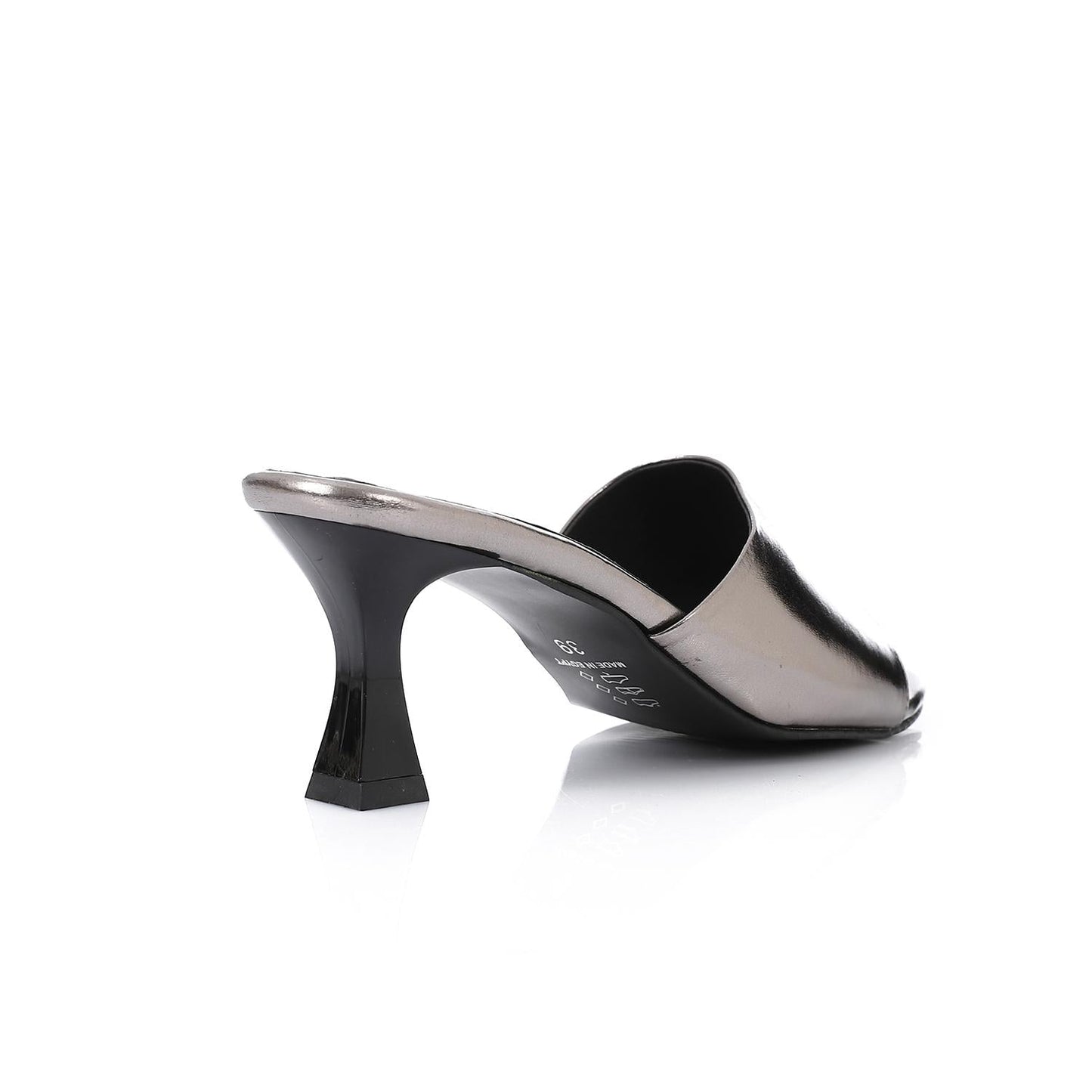 Faux Leather High Heel Mule Sandals - Smoky Grey