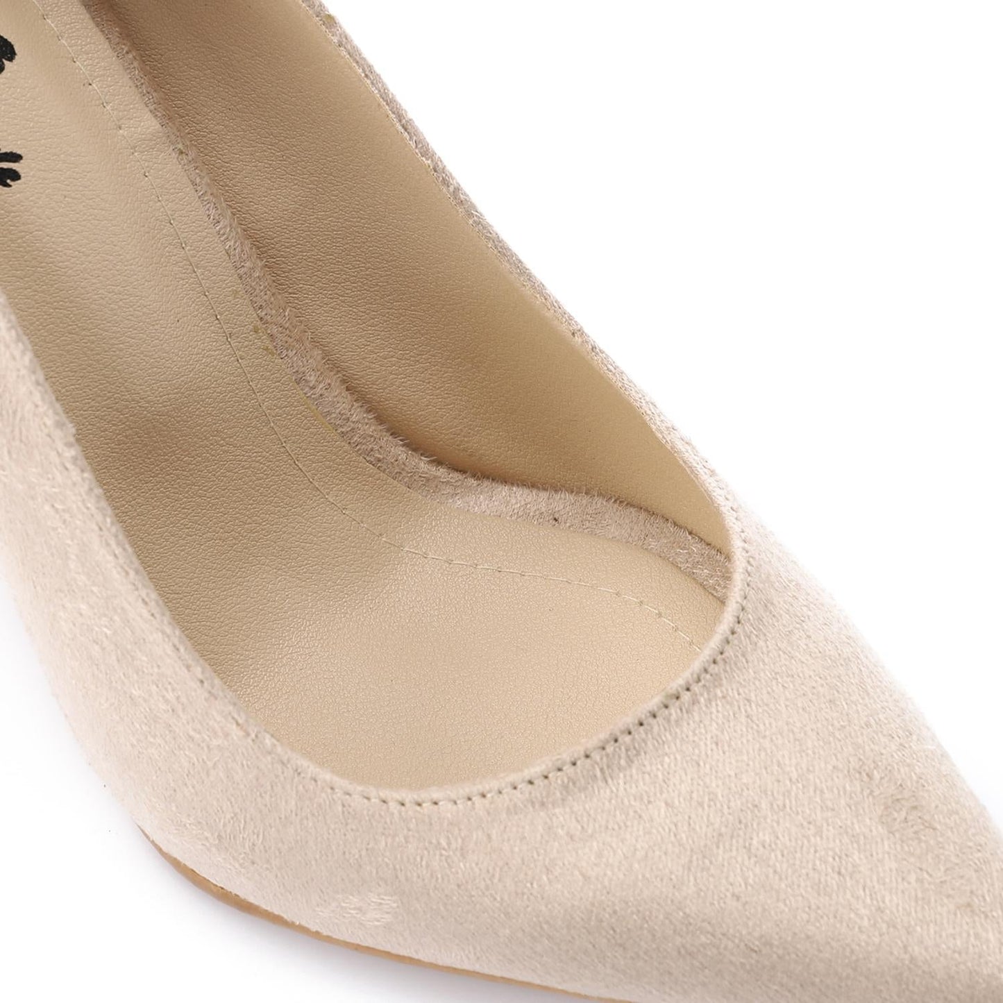 Suede Pointed-Toe Cone Heel Pump - Beige