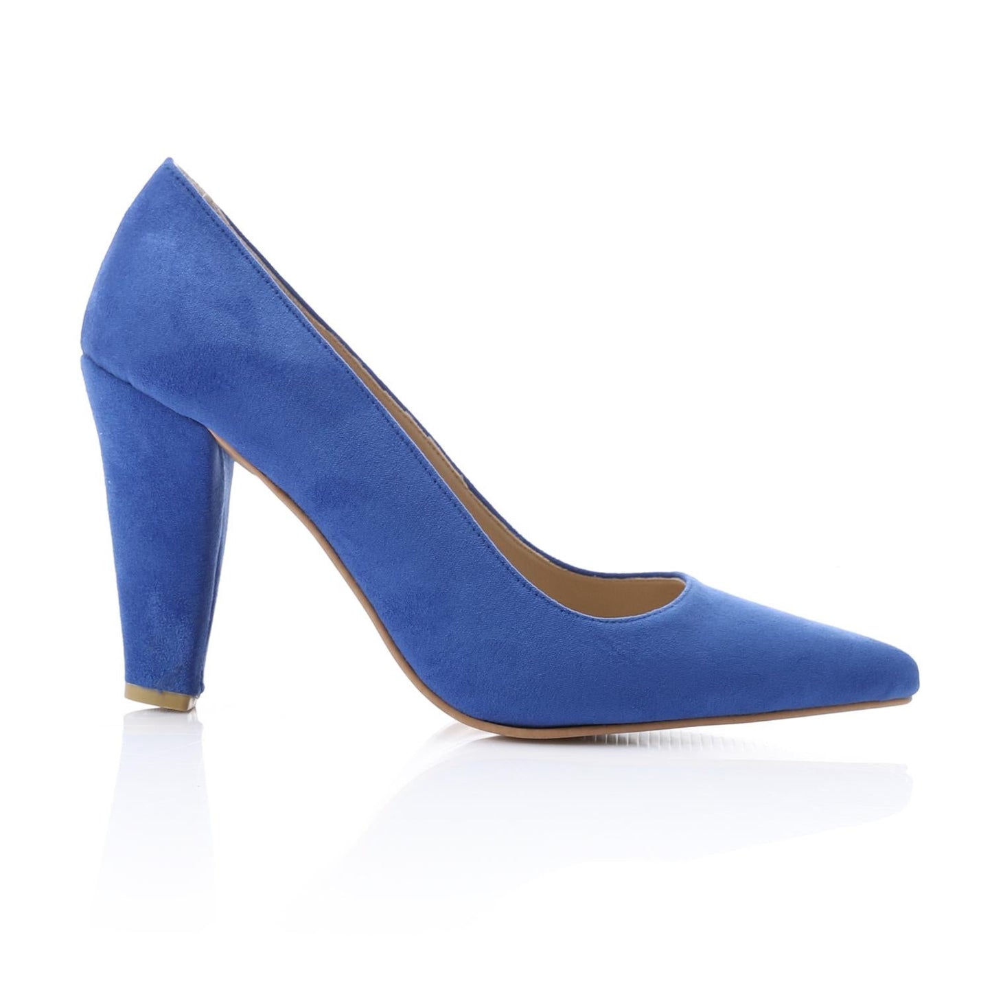 Suede Pointed-Toe Cone Heel Pump - Blue