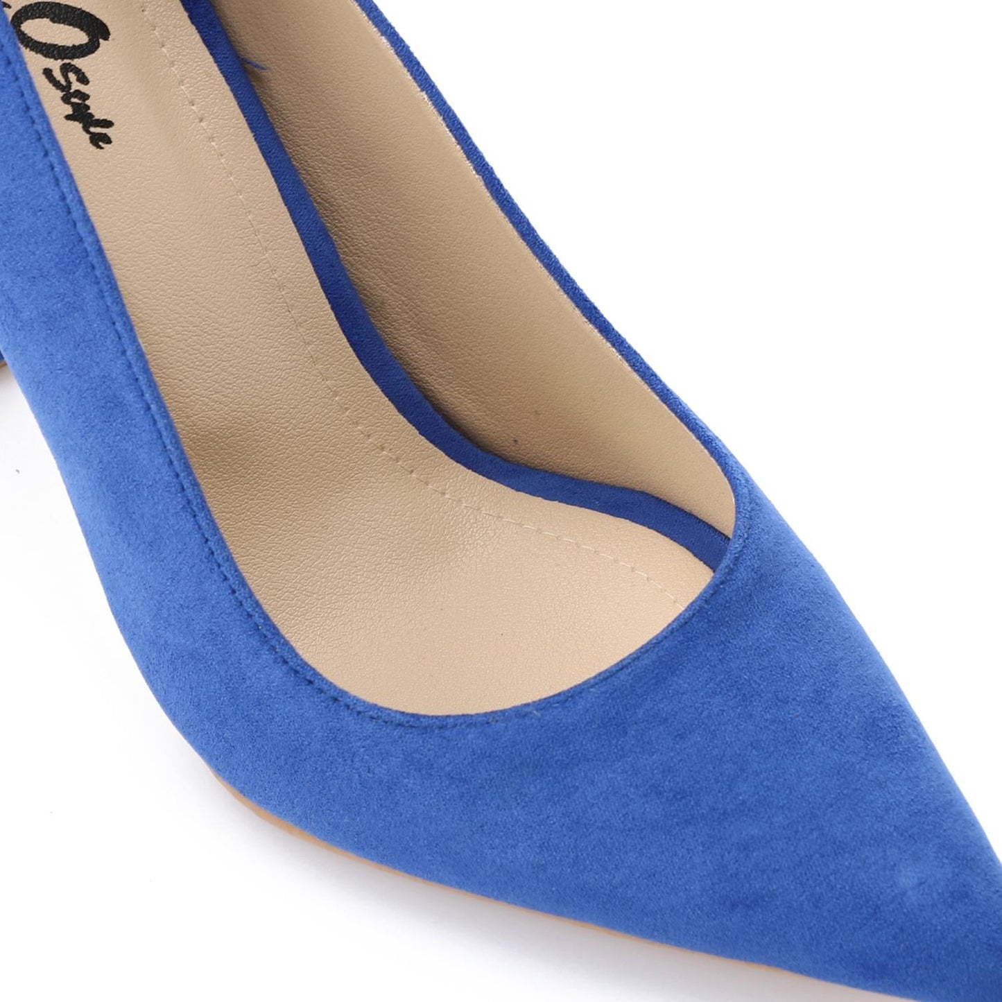 Suede Pointed-Toe Cone Heel Pump - Blue