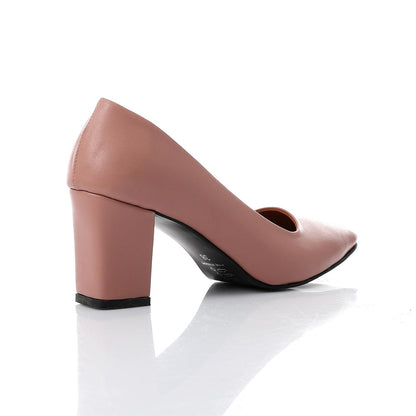 Faux Leather Solid Block Heel Pumps – Pink