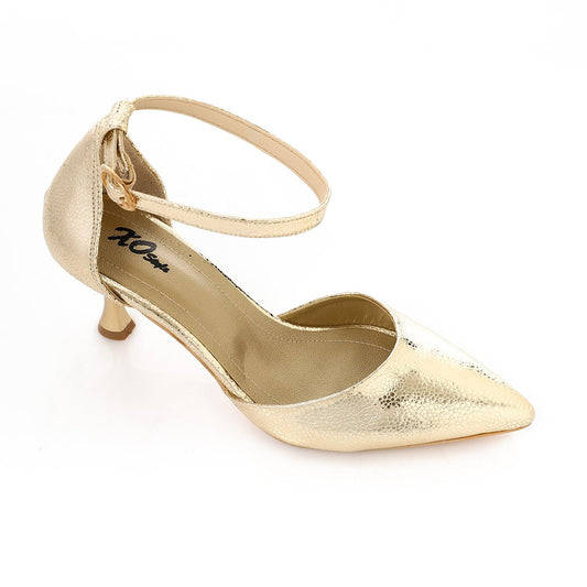 Faux Leather High Heel Sandals - Gold