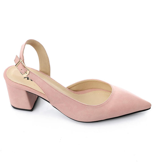 Faux Leather Solid Block Heel Slingback Pumps - Pink