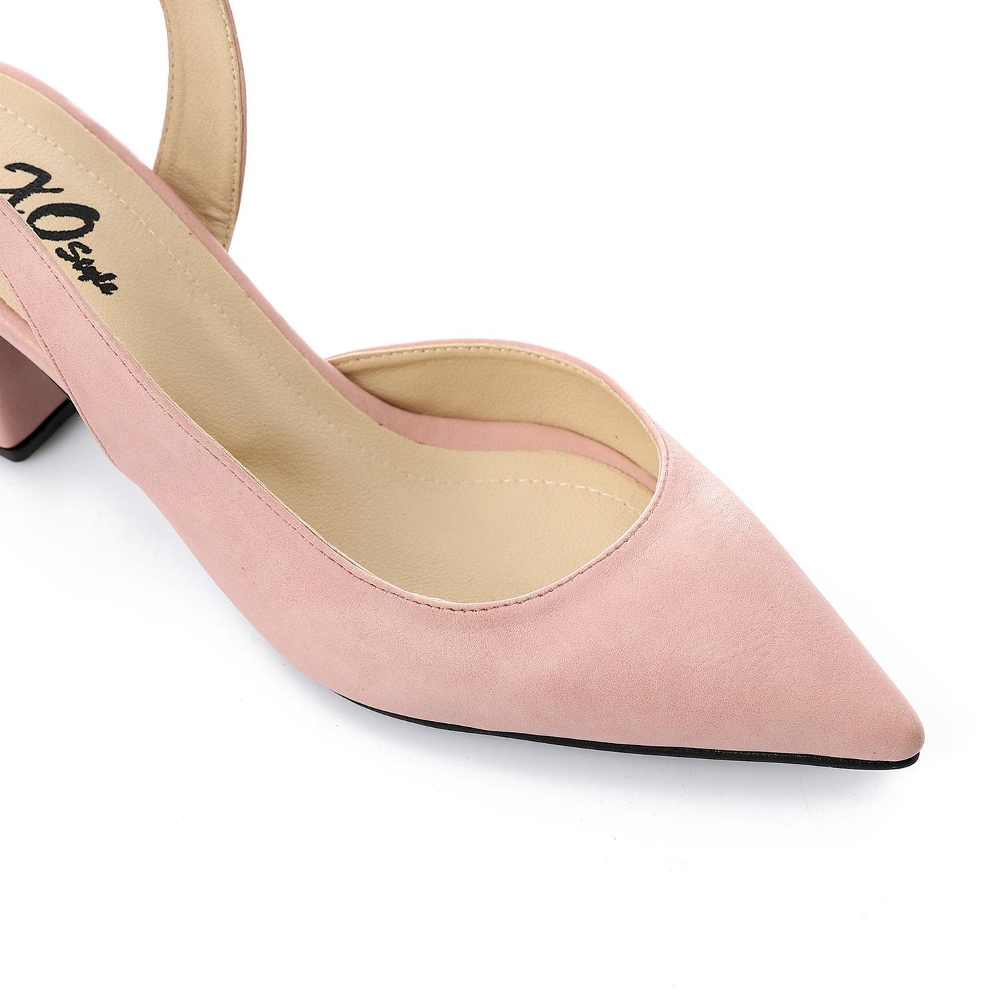 Faux Leather Solid Block Heel Slingback Pumps - Pink