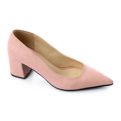 Faux Leather Solid Block Heel Pumps – Pink