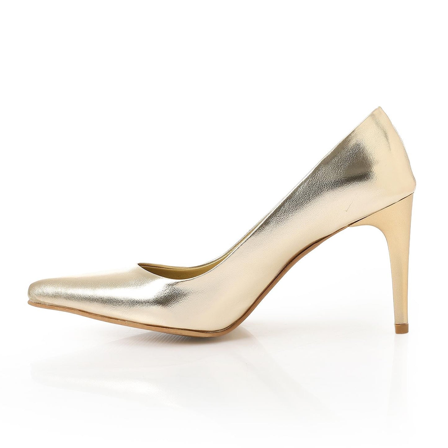 Leather Solid High Heel Pumps – Gold