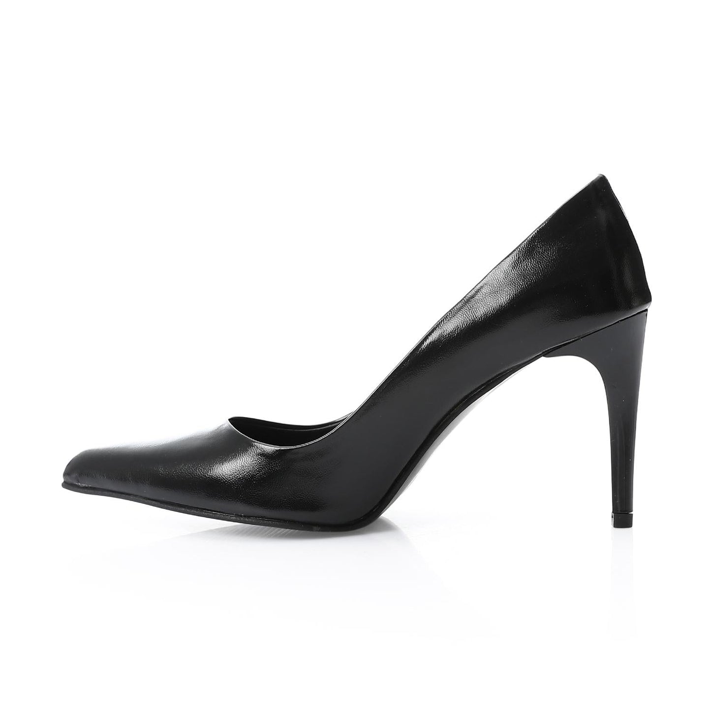 Leather Solid High Heel Pumps – Black