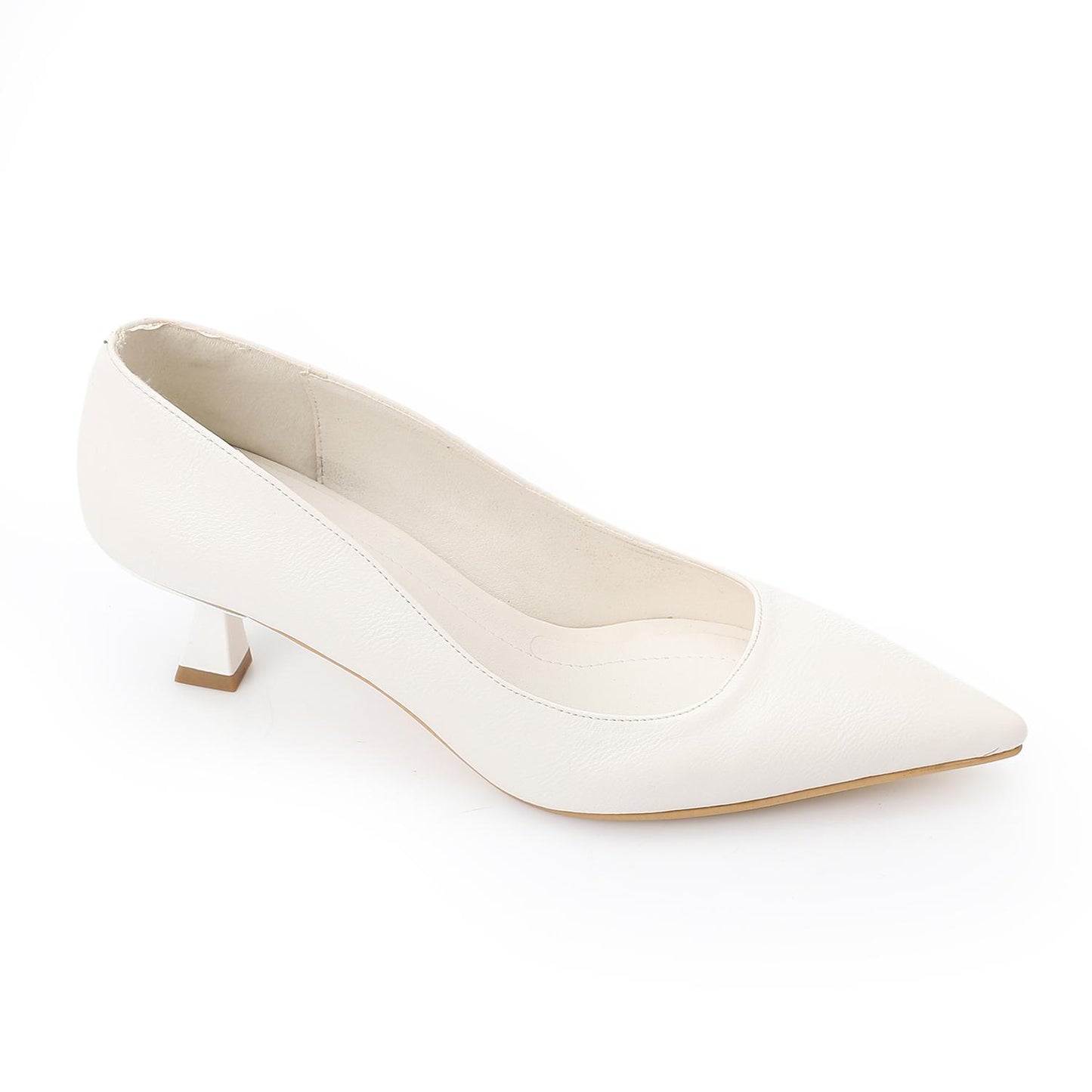 Leather Solid Pointed-Toe Pumps – White