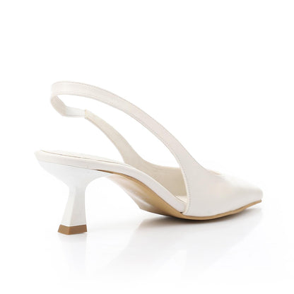 Leather Solid Slingback Pointed-Toe Pumps – White