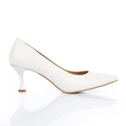 Leather Solid Pumps – White