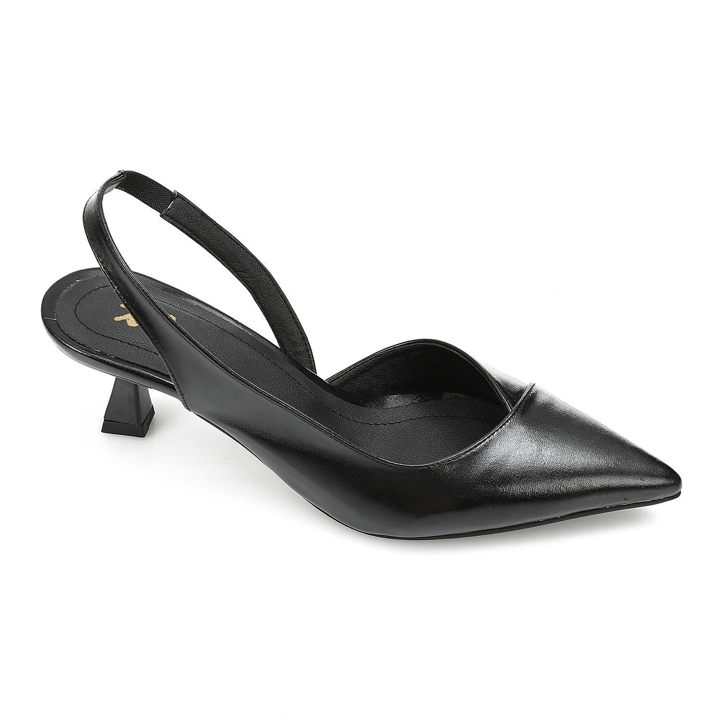 Leather Solid Slingback Pumps – Black