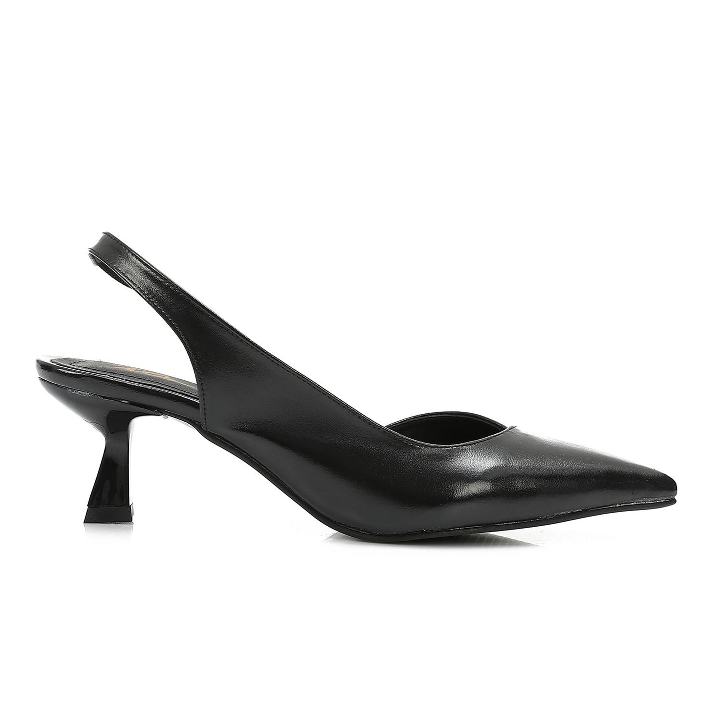 Leather Solid Slingback Pumps – Black