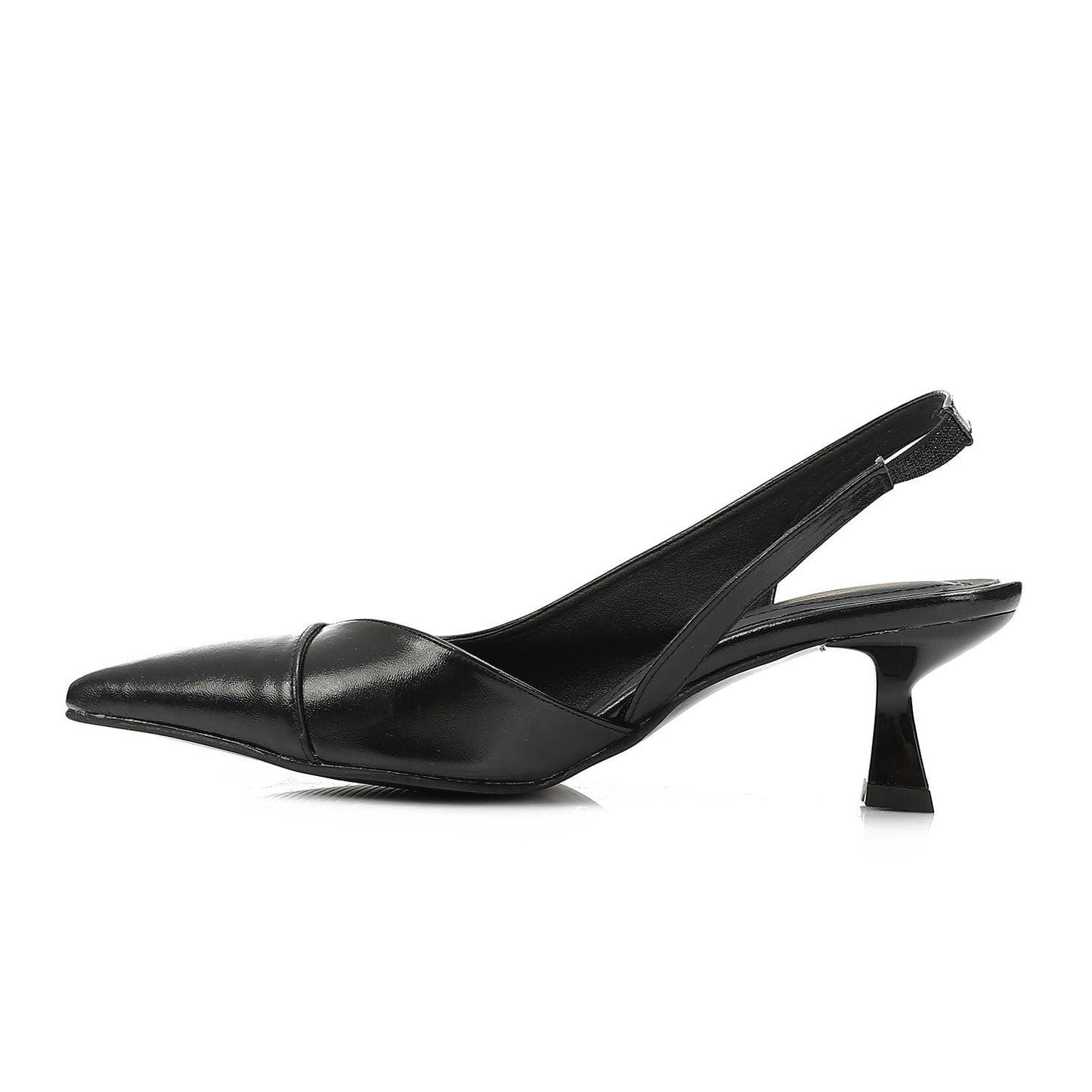 Leather Solid Slingback Pumps – Black