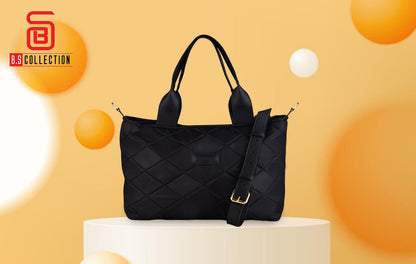 Boom Big Bag Soft Quilted Canvas Shoulder Bag - Black