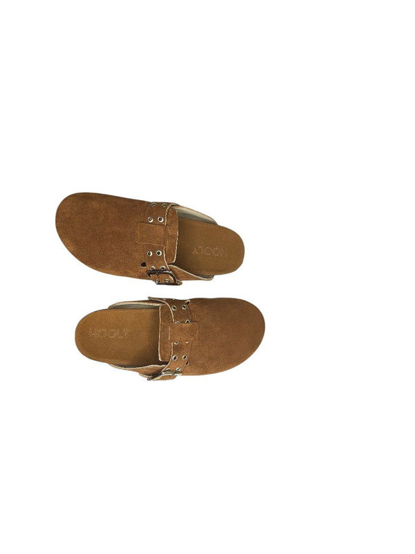 Chamois Leather Buckle Clog Mules – Havan