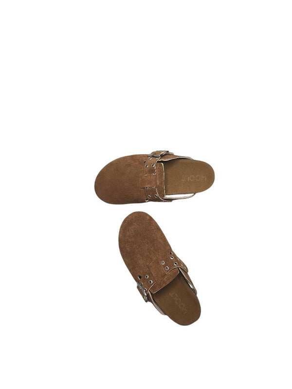 Chamois Leather Buckle Clog Mules – Havan