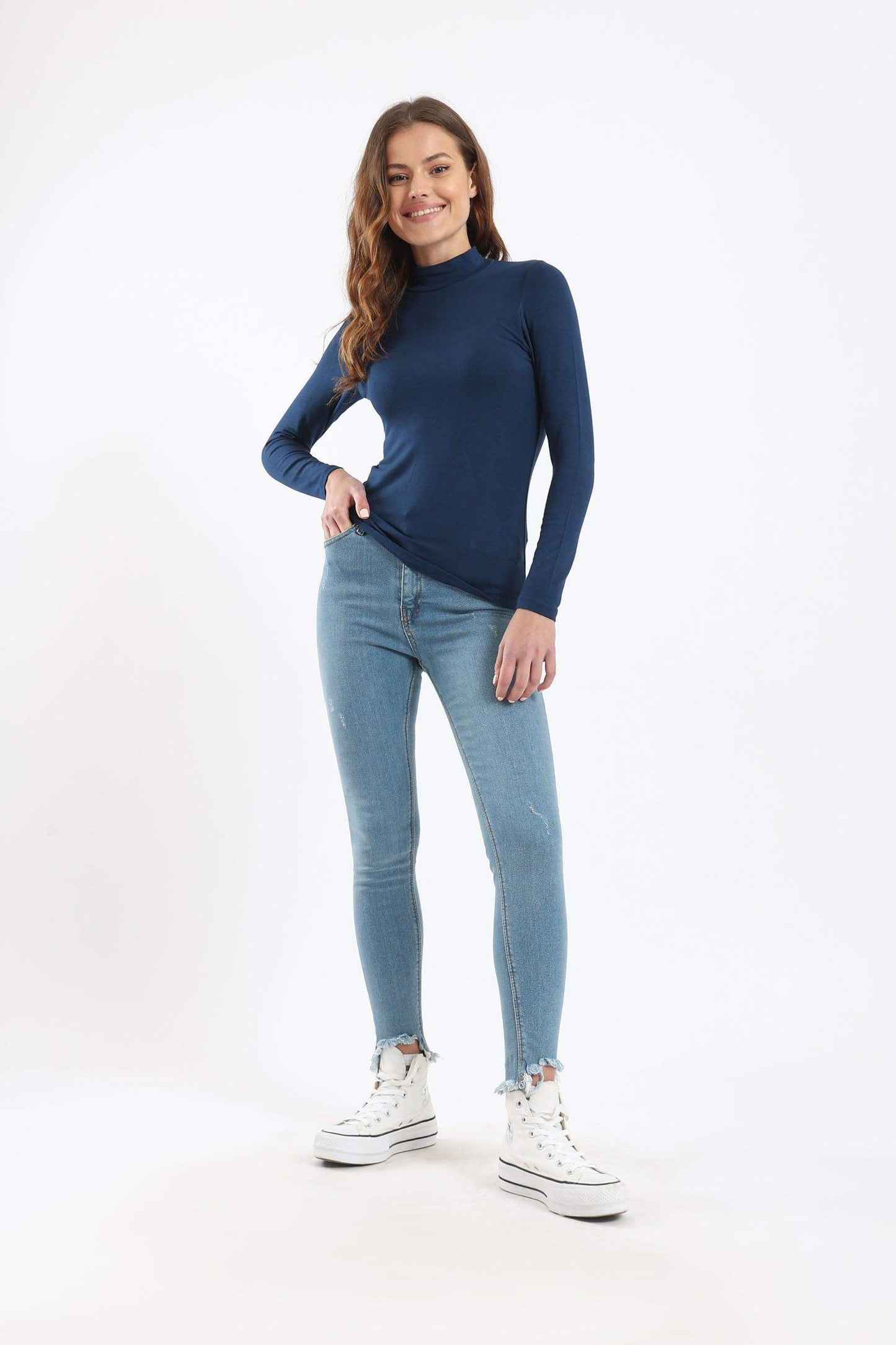 High Neck Long Sleeve Top - Carina - ÙƒØ§Ø±ÙŠÙ†Ø§