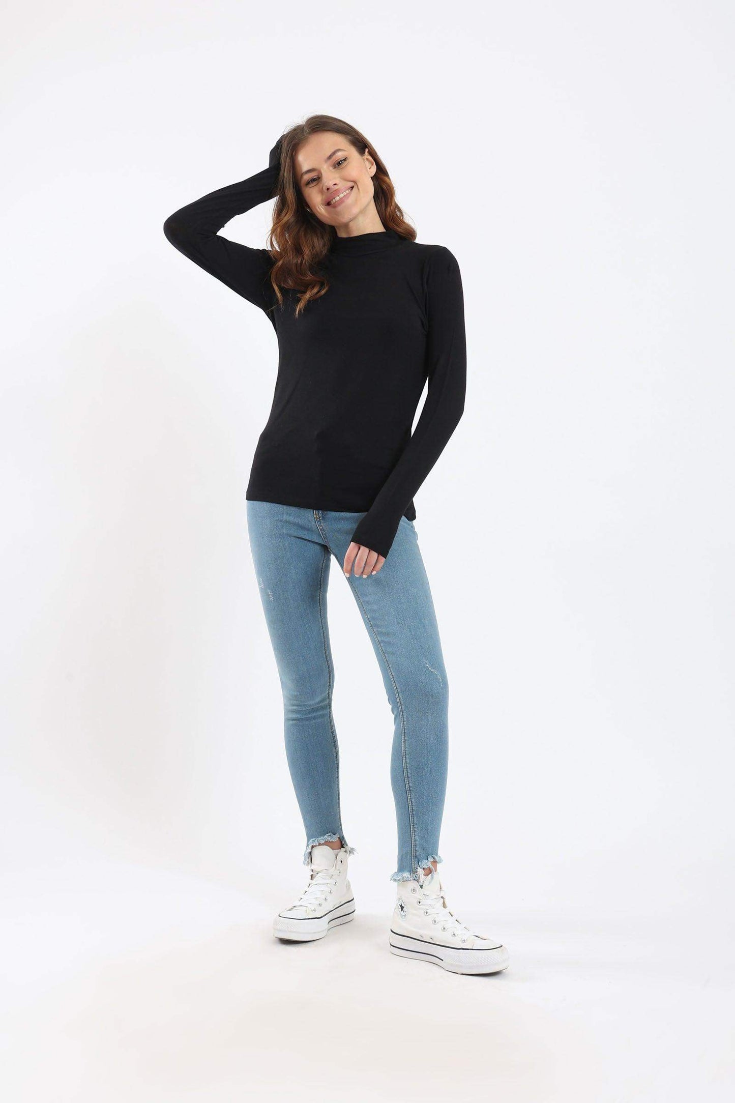 High Neck Long Sleeve Top - Carina - ÙƒØ§Ø±ÙŠÙ†Ø§