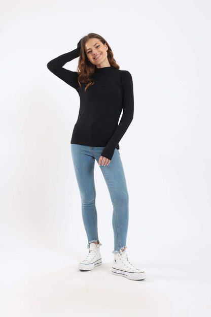 High Neck Long Sleeve Top - Carina - ÙƒØ§Ø±ÙŠÙ†Ø§