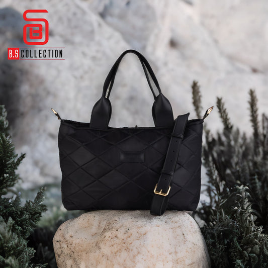 Boom Big Bag Soft Quilted Canvas Shoulder Bag - Black