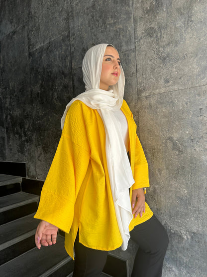 Linen Plain Kimono – Golden Yellow
