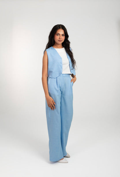 Linen Waist Coat And Pants Set