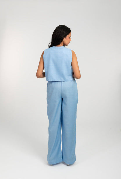 Linen Waist Coat And Pants Set