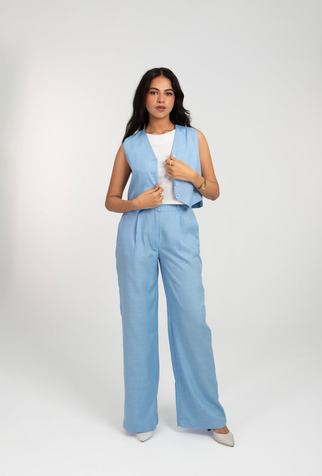 Linen Waist Coat And Pants Set