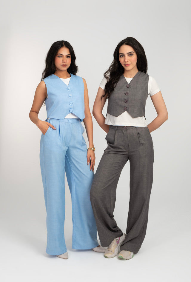Linen Waist Coat And Pants Set