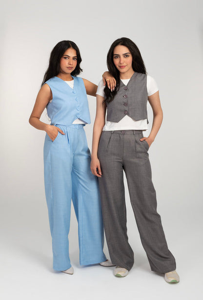 Linen Waist Coat And Pants Set