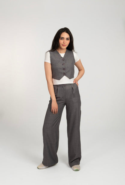 Linen Waist Coat And Pants Set