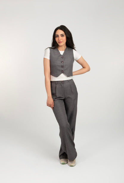 Linen Waist Coat And Pants Set