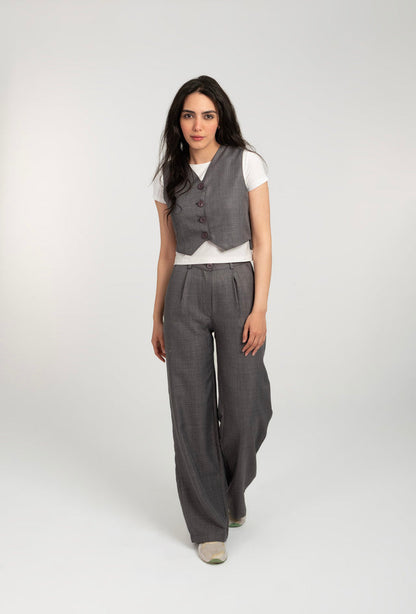 Linen Waist Coat And Pants Set