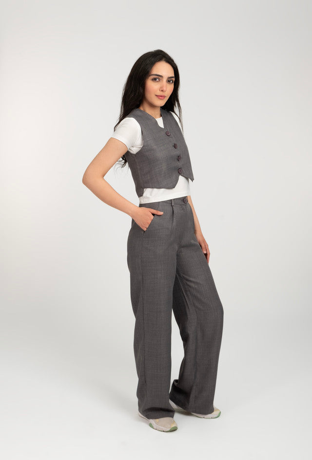 Linen Waist Coat And Pants Set