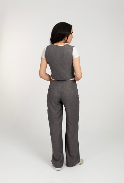 Linen Waist Coat And Pants Set