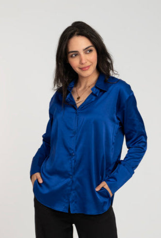 Satin Long Sleeve Solid Shirt