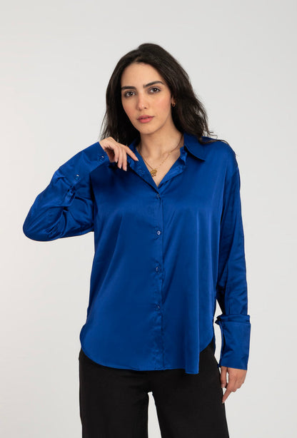 Satin Long Sleeve Solid Shirt