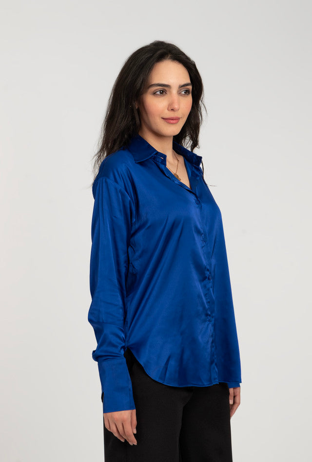 Satin Long Sleeve Solid Shirt