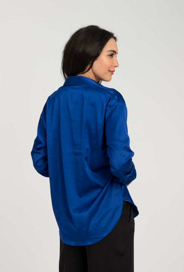 Satin Long Sleeve Solid Shirt