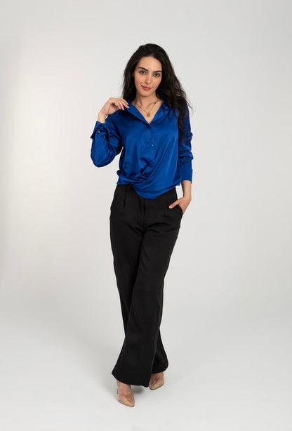 Satin Long Sleeve Solid Shirt