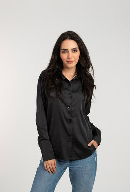 Satin Long Sleeve Solid Shirt