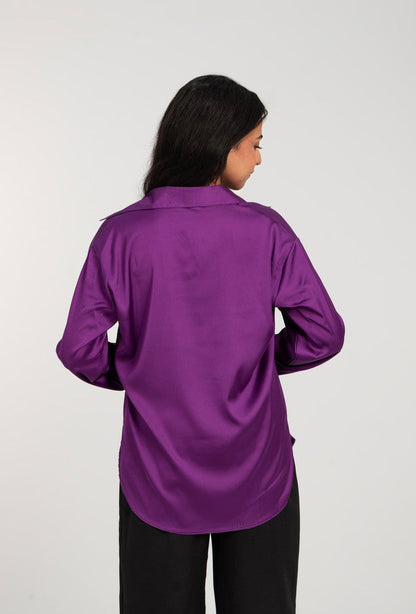 Satin Long Sleeve Solid Shirt