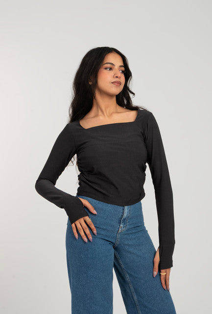Square Neck Long Sleeve Top
