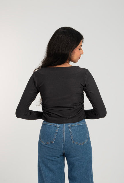Square Neck Long Sleeve Top