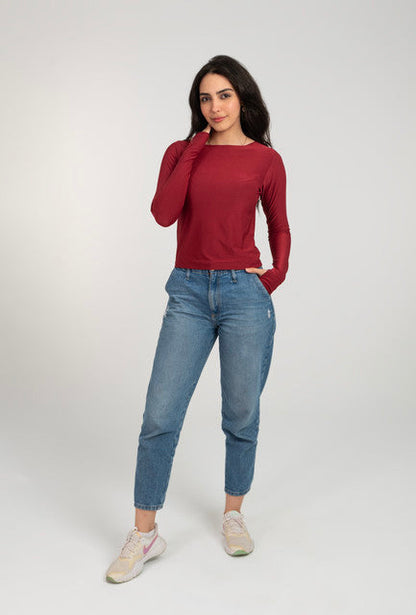 Boat Neck Long Sleeve Top