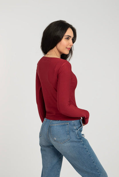 Boat Neck Long Sleeve Top