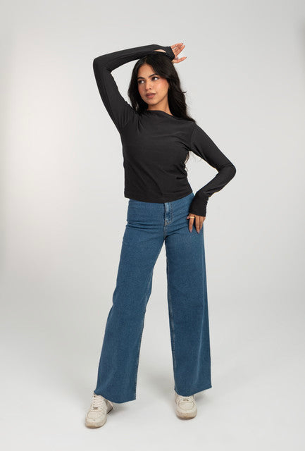 Boat Neck Long Sleeve Top